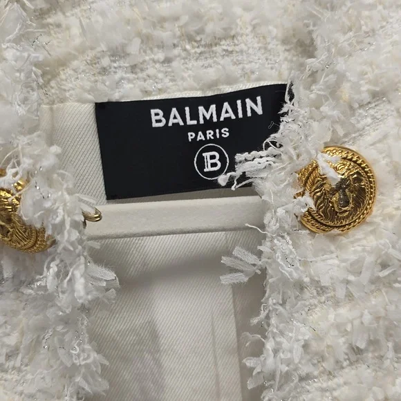 Balmain White Tweed Jacket 38/M - Picture 2 of 8